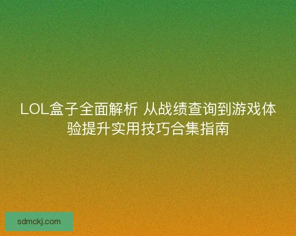 LOL盒子全面解析 从战绩查询到游戏体验提升实用技巧合集指南 LOL盒子全面解析 从战绩查询到游戏体验提升实用技巧合集指南